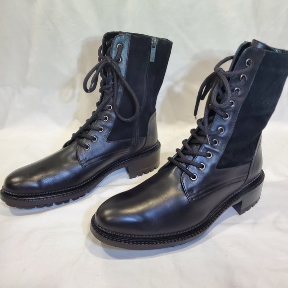 Aquatalia Orianna Leather & Suede Combat Boots - Picture 3 of 9